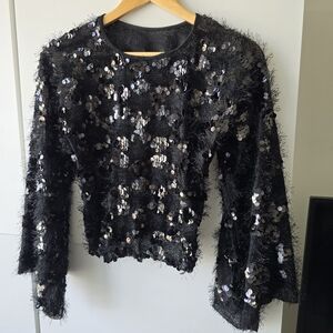Black Sequin Women's Top